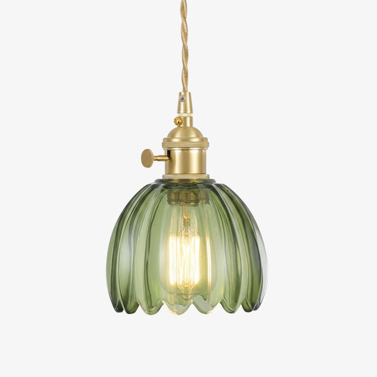 Blossix Elegante Kunst Pendelleuchte - Glasblumenschirm-Design für Wohn- oder Esszimmer N24