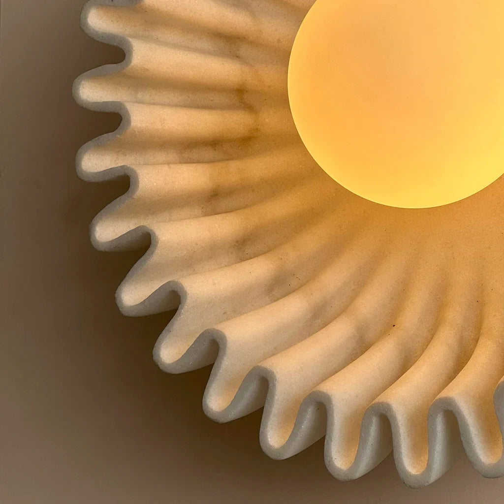 Lámpara de Pared Cerámica Floral Nórdica Glova – Lámpara Escultural de Pared para Dormitorio, Pasillo, Sala de Estar