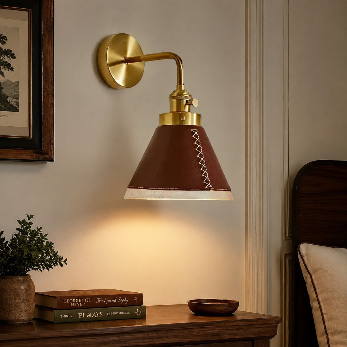 Brown Leather Wall Sconce