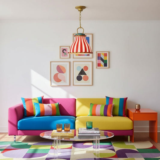 Festilo Glass Pendant Light – Playful Striped Design Hanging Lamp in Decorative Style for Kitchen and Dining