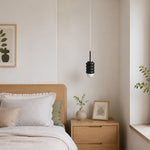 Cargar imagen en el visor de la Galería, Iron Pendant Lamp with Ribbed Shade - Cream Style Light for Bedroom