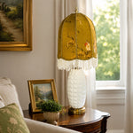 Carica l'immagine nella visualizzazione Galleria, Vintage chinoiserie ceramic table lamp styled beside a living room chair