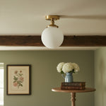Load image into Gallery viewer, Glorica White Opal Sphere Modern Semi-Flush Light for Bedroom &amp; Entryway
