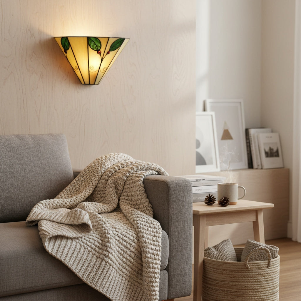 TiffStar Jugendstil Blattmotiv Tiffany-Wandleuchte – Vintage-inspirierte Akzentbeleuchtung für Flur und Wohnzimmer