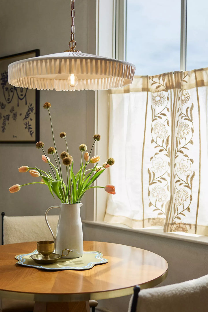 Elumina Zijde Geplooide Hanglamp - Klassiek Hangend Plafondarmatuur