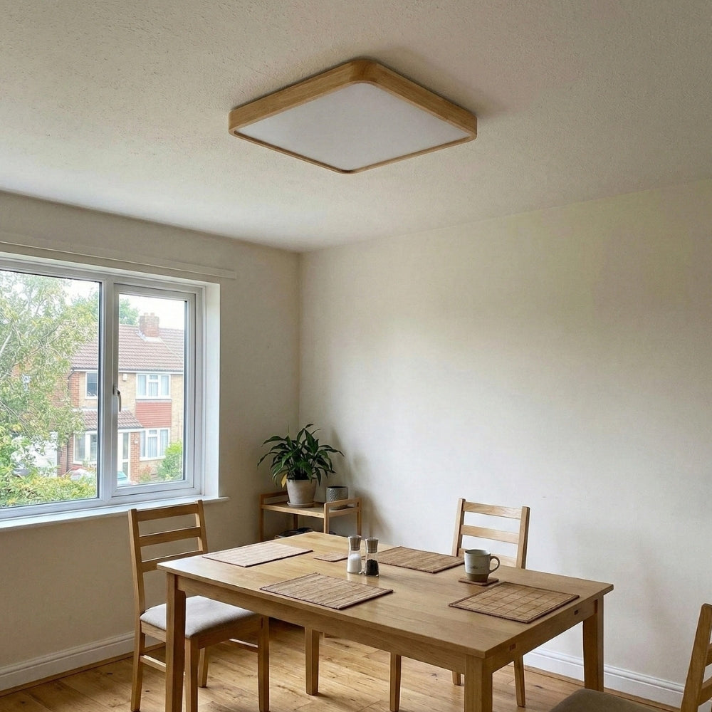 LignoForma Architektonische Holzdeckenleuchte – Mehrformige LED-Aufbauleuchte für Schlafzimmer und Kreativräume