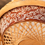 Cargar imagen en el visor de la Galería, close view of open weave top detail on natural LED table lamp