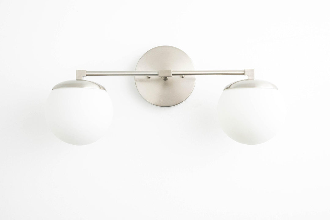 Glorica Glass Vanity Light - Art Deco Brass Wall Globe Fixture Modern