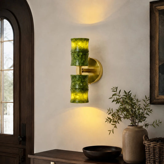 Green bamboo wall lamp view 2