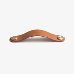 Afbeelding laden in galerijweergave, Cowhide leather and brass cabinet pull handle color and size option