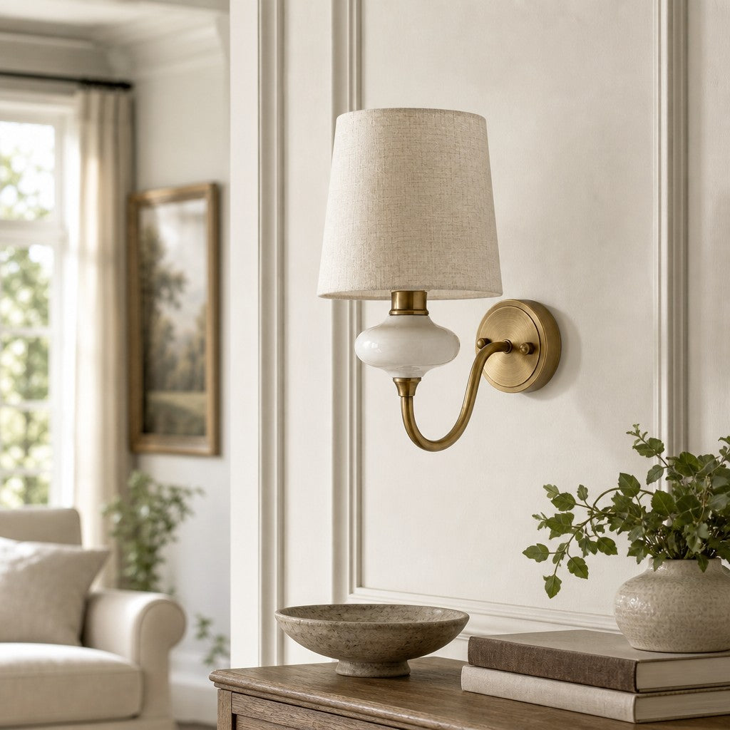 Shellure Ceramic Seashell Wall Lamp - Elegant French Style Bedroom Accent Light