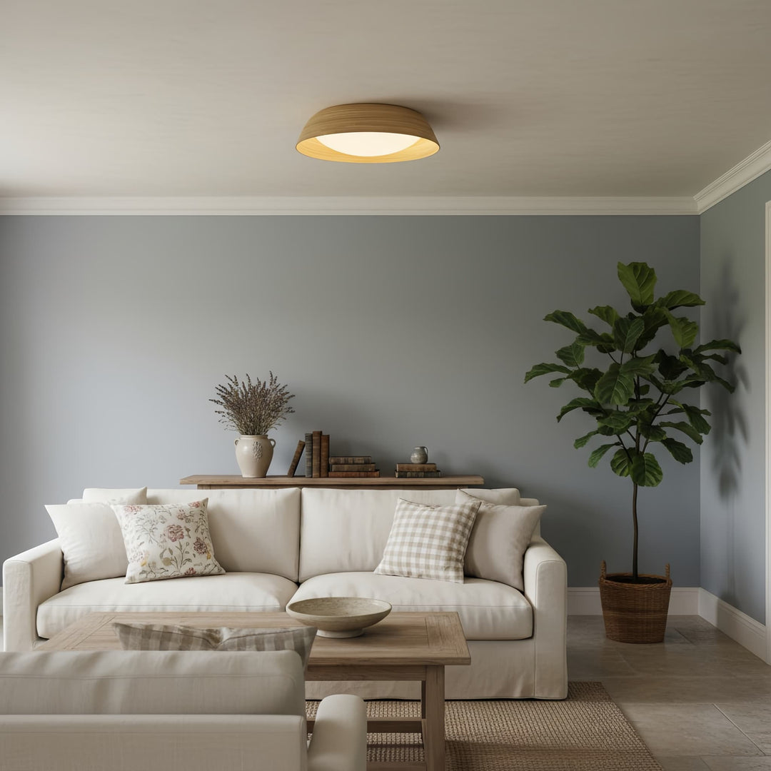 Bambori Japandi Style Bamboo Textured Ceiling Lamp - Natural Accent Light for Living Room
