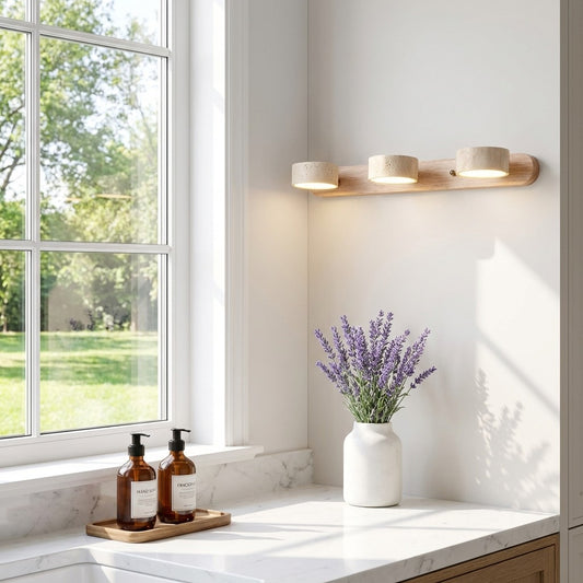 Travellia Modern Linear Multi-Head Sconce - Natural Stone Minimalist Lighting for Bedroom Hallway
