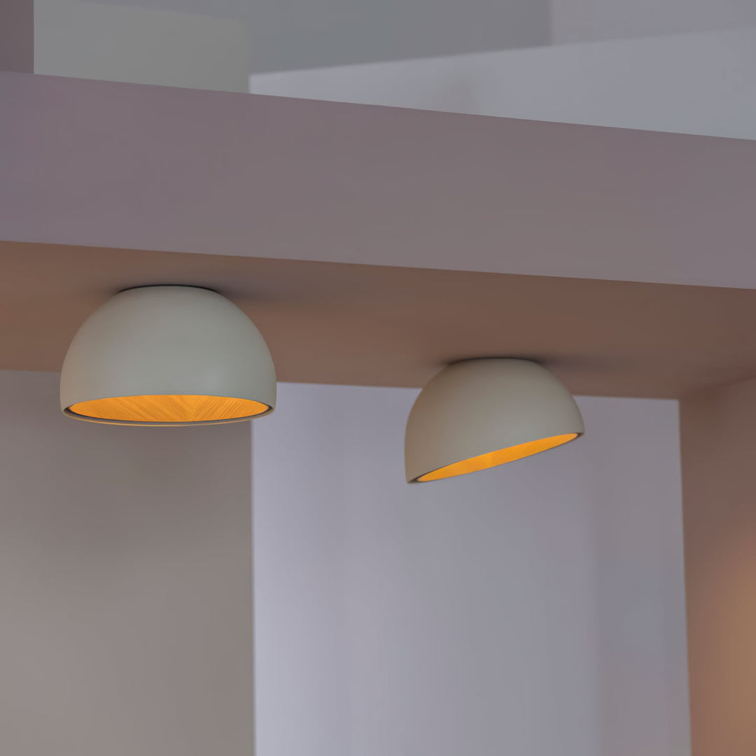 Lampe Plafonnier Duo – Luminaire Moderne en Bois Grain et Métal à Montage Affleurant pour Salon et Chambre