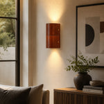 Cargar imagen en el visor de la Galería, Brown leather wall sconce installed beside a sofa and window