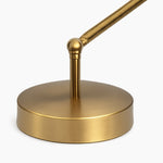 Cargar imagen en el visor de la Galería, Close view of the brushed brass-tone round base and pivot joint