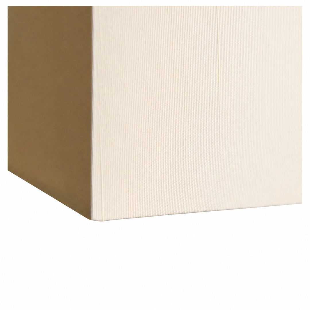 Vierkante stoffen pendellamp met houten plafondkap