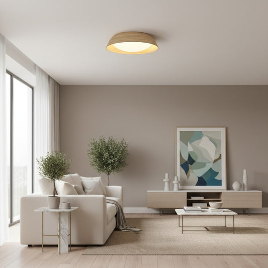Lámpara de techo Bambori estilo Japandi con textura de bambú - Luz de acento natural para sala de estar