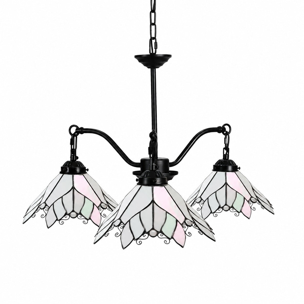 Four-Light Stained Glass Chandelier