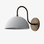 Load image into Gallery viewer, Curva Metal  Industrial Wall Sconce - Curved Brass Arm - Hammered Dome Light Fixture

