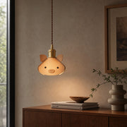 Handcrafted Piglet Leather Pendant Light