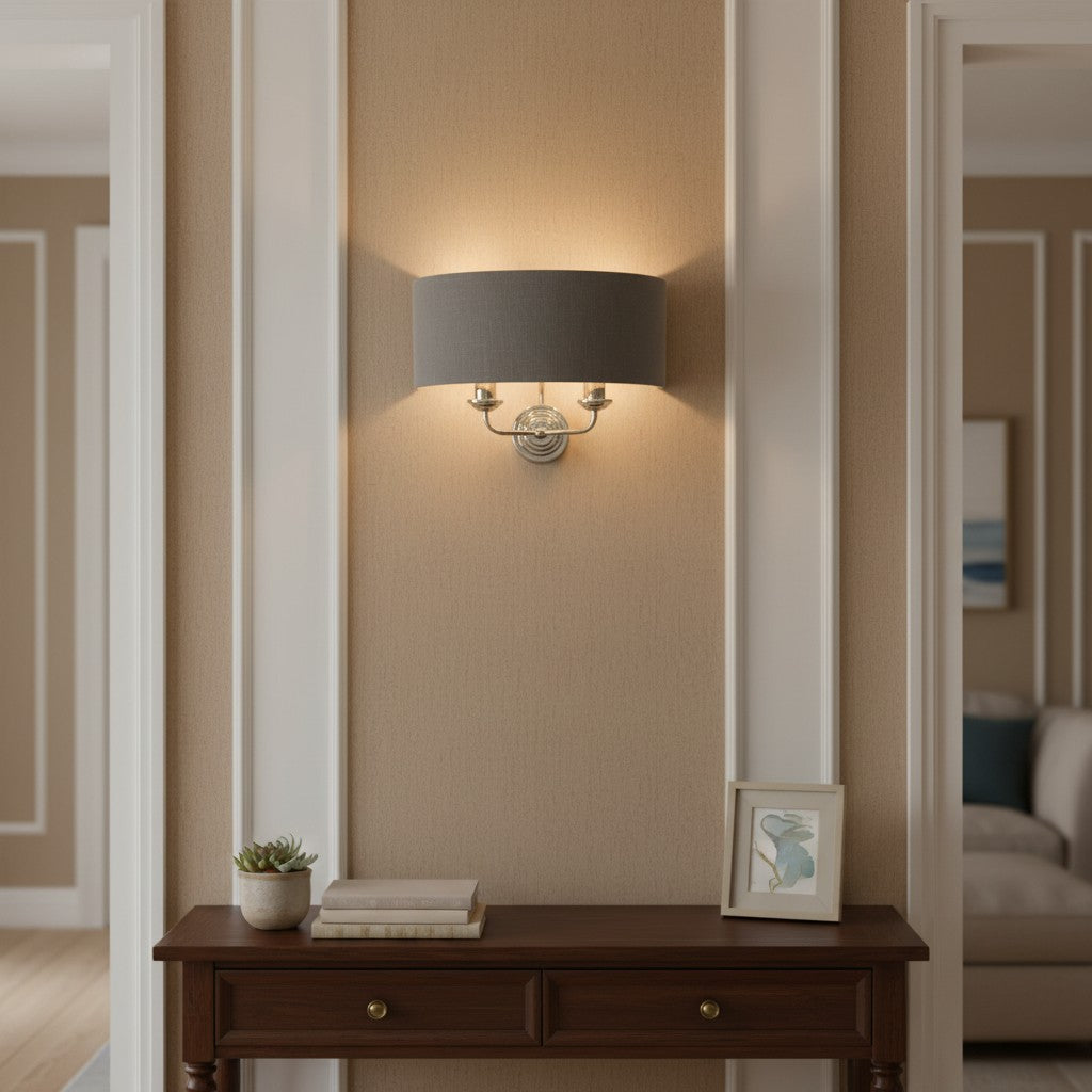 Tela Classic wandlamp met stoffen kap – elegante metalen afwerking wandlamp voor woonkamer / slaapkamer