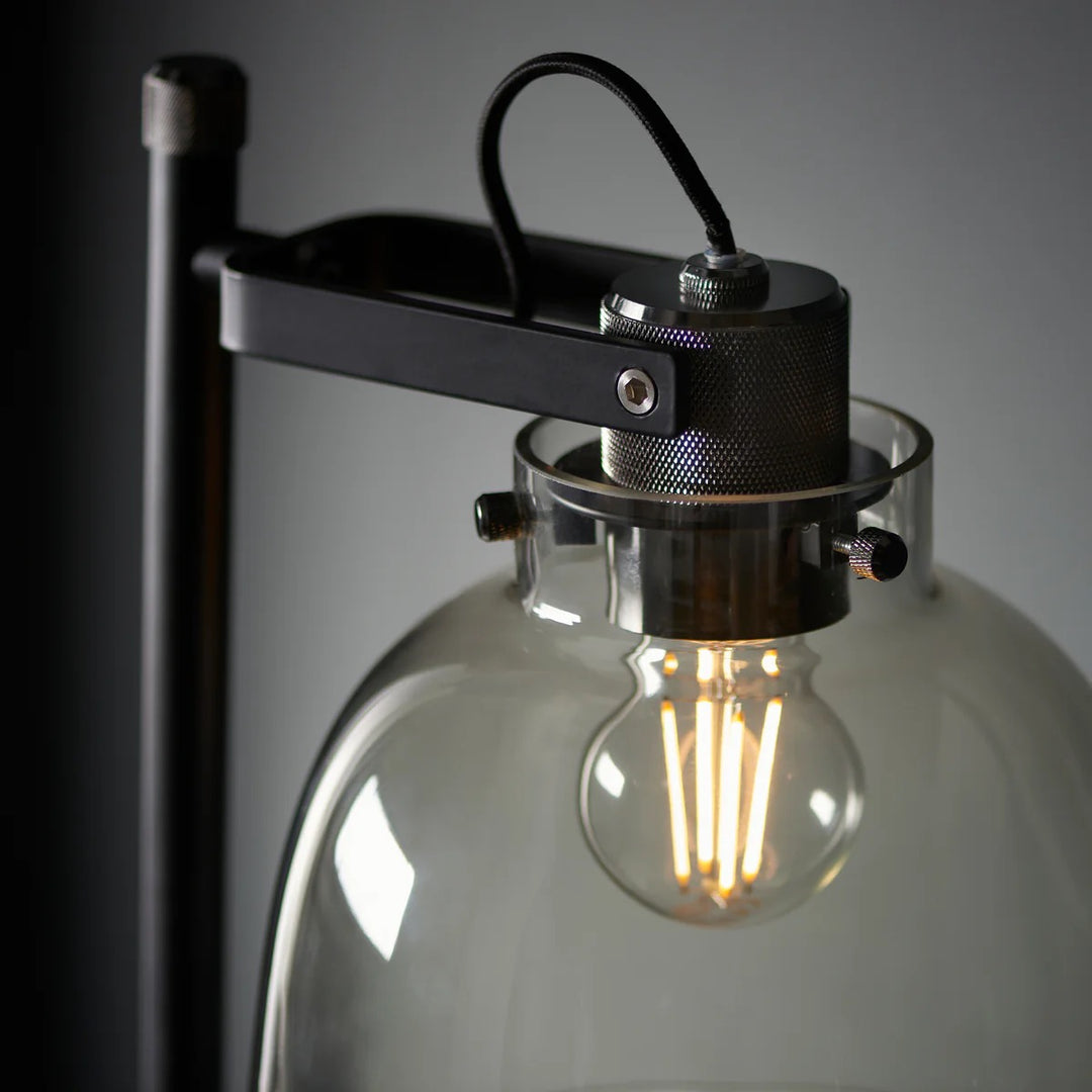 Readium industriële vloerlamp - verstelbare glazen kap metalen voet voor woonkamer en slaapkamer