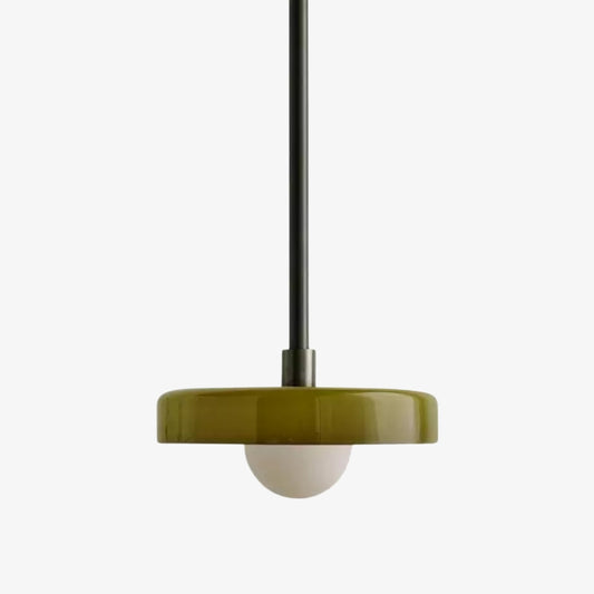 Lámpara Colgante Moderna Kalo - Diseño Elegante de Varilla Metálica y Disco de Vidrio