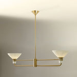 Load image into Gallery viewer, Calvor Linear 2 Light Chandelier - Porcelain Shades and Bronze Finish
