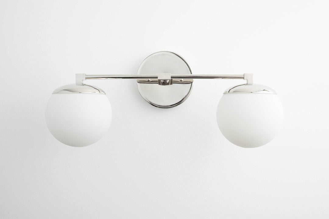 Glorica Glass Vanity Light - Art Deco Brass Wall Globe Fixture Modern