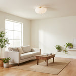 Load image into Gallery viewer, Modo Ceiling Light –Minimalist Glass Shade with Sleek Brass Frame for Dining Room or Office