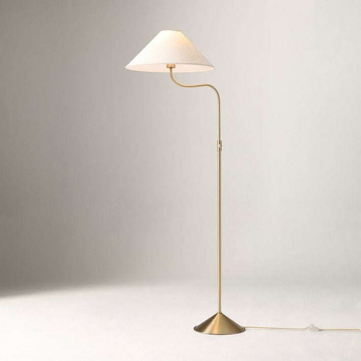 Fibura Elegant Floor Lamp Linen Shade Champagne Bronze – Add Warmth