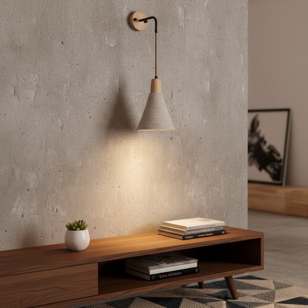 Solaraeon Microcement Minimalist Concrete Wall Sconce - Indoor Accent Lighting for Living Room