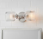 Load image into Gallery viewer, Bravira Ribbed Glass Sconce - Metal Wall Light with Clear Glass Shade
