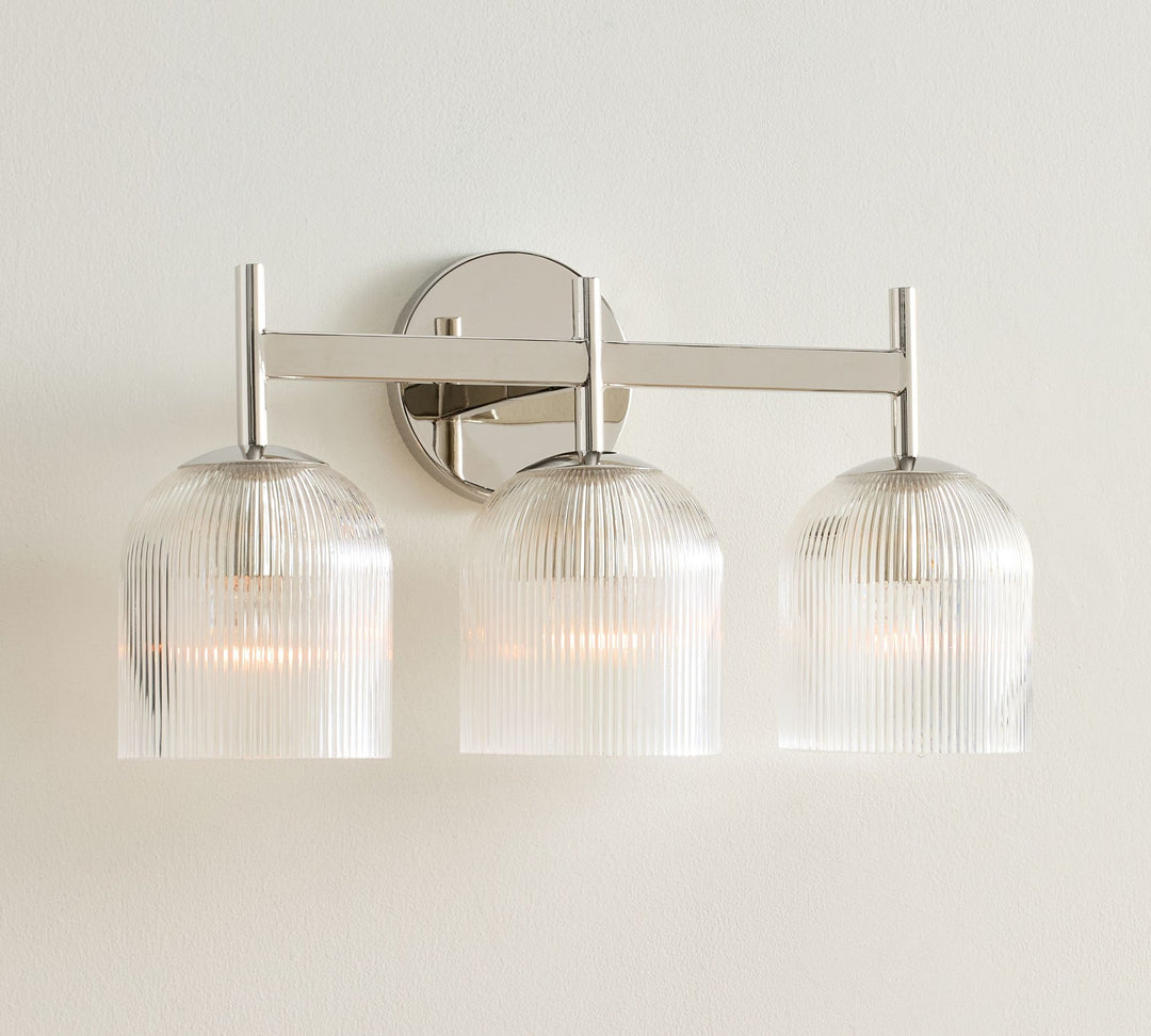 Bravira Ribbed Glass Sconce - Metal Wall Light with Clear Glass Shade