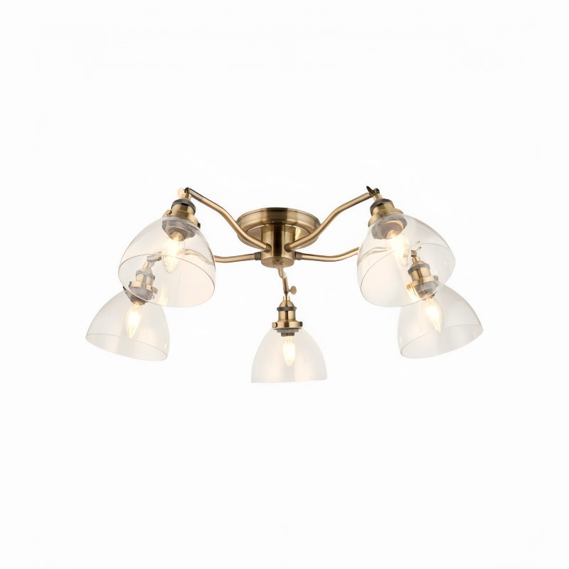 Plafonnier semi-encastré d'inspiration vintage Novera avec bras courbés pour espaces de vie