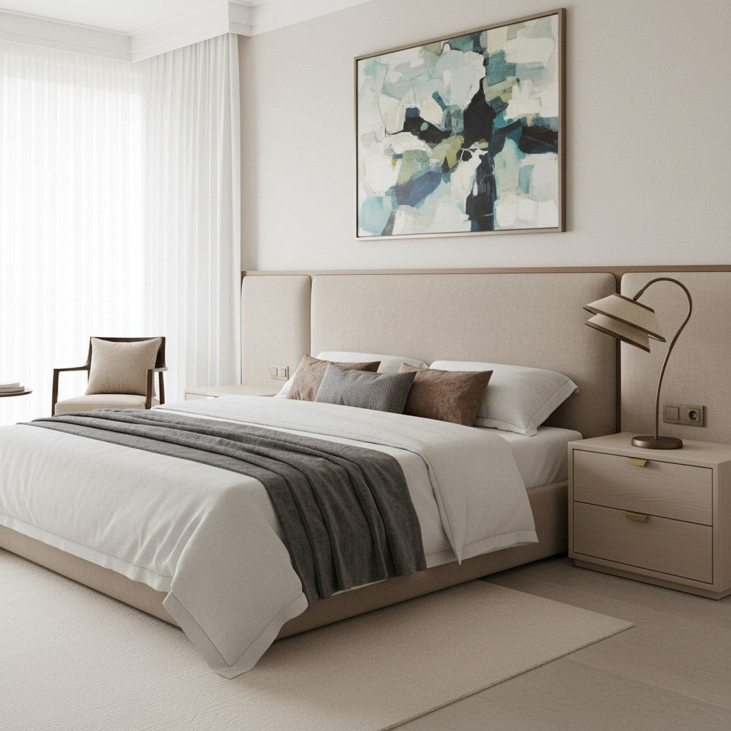 Lampada da tavolo impilata Tarivon – Paralume moderno in lino antico per camera da letto e soggiorno