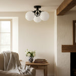 Load image into Gallery viewer, Glorica Glass Globe Light - Mid Century Semi Flush Ceiling Lamp
