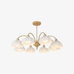 Load image into Gallery viewer, Gold milk glass chandelier with 8 lights