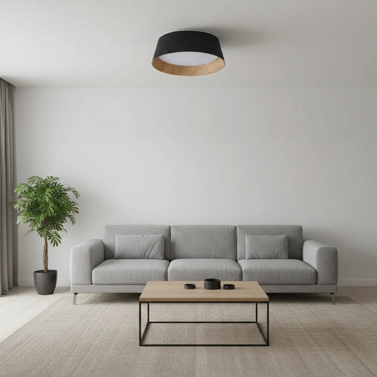Lámpara de Techo Moderna con Pantalla Texturizada Acanalada Ribravo - Lámpara Minimalista Moderna para Sala