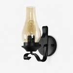 Afbeelding laden in galerijweergave, Loft industrial kerosene style wall lamp with amber tinted glass shade