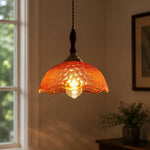 Carica l'immagine nella visualizzazione Galleria, Amber glass shade with lit texture