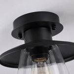 Załaduj obraz do przeglądarki galerii, black outdoor flush mount glass light detail