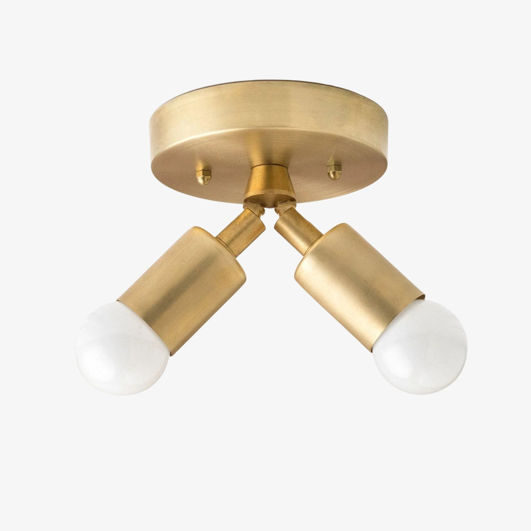 Mobilux Line Modern Brass Flush Mount - Minimalist Gold Ceiling Light for Bedroom