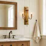 Cargar imagen en el visor de la Galería, Vintage brass crystal double wall sconce installed beside a bathroom mirror