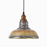 Cargar imagen en el visor de la Galería, Smoky gray and gold glass pendant light with brushed bronze finish