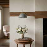 Load image into Gallery viewer, Curva Metal  Industrial Wall Sconce - Curved Brass Arm - Hammered Dome Light Fixture
