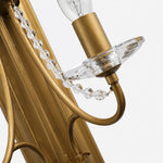 Cargar imagen en el visor de la Galería, Close view of brass arm, candle cup and crystal chain detail