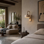 Load image into Gallery viewer, Travira Wabi Sabi Travertine Wall Sconce — Vintage for Bedroom or Living Room