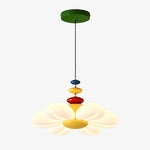 Cargar imagen en el visor de la Galería, Colorful flower pendant lamp with green canopy and slim cord